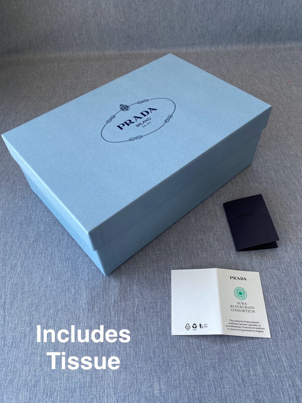 Authentic PRADA | Empty Gift Box Warranty Care Care Booklet | Gift Display Décor
